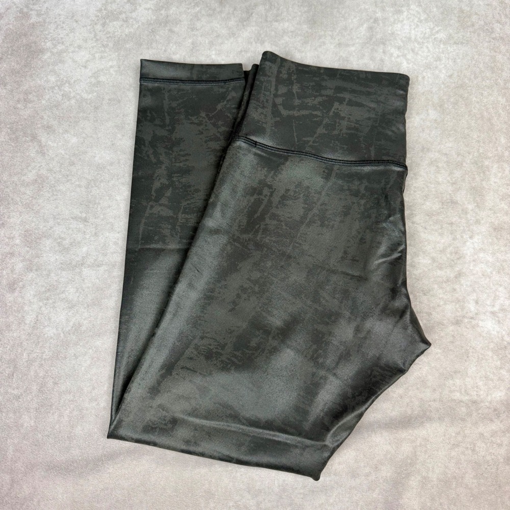 Lululemon Wunder Train High Rise Metallic Shine Leggings Black Size 8 24in Insm
